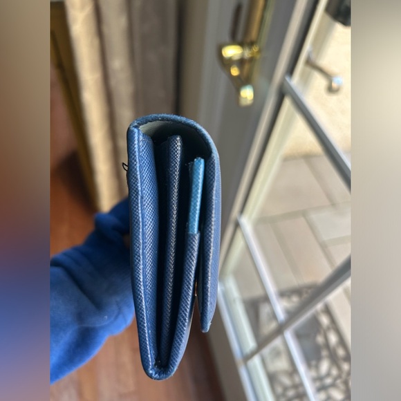 Prada blue multicolor continental long wallet in Saffiano leather - Picture 5 of 16